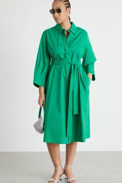 Abito chemisier con cintura - Verde