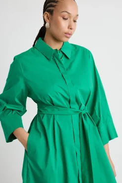 Abito chemisier con cintura - Verde