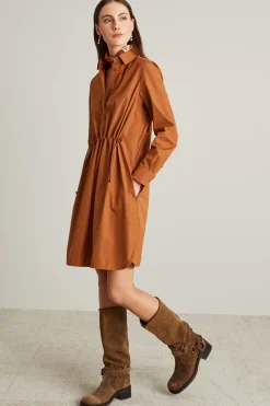 Abito chemisier con coulisse - Terracotta
