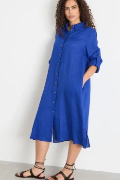 Abito chemisier con maniche lunghe - Blu