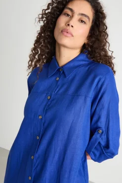 Abito chemisier con maniche lunghe - Blu