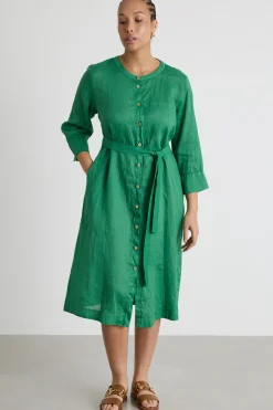 Abito chemisier con sottoveste - Verde
