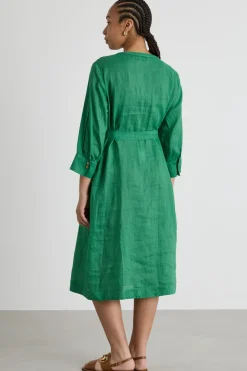 Abito chemisier con sottoveste - Verde