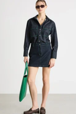Abito chemisier corto in jeans - Blu