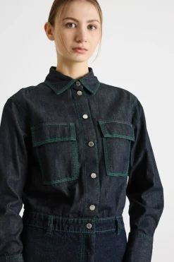 Abito chemisier corto in jeans - Blu