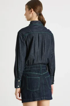 Abito chemisier corto in jeans - Blu