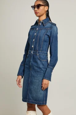 Abito chemisier in denim - Blu Scuro Denim