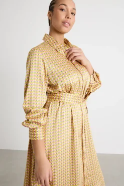 Abito chemisier in twill - Giallo