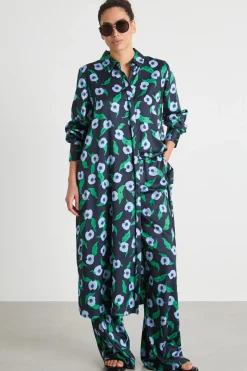 Abito chemisier in twill - Verde Nero Azzurro