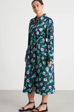 Abito chemisier in twill - Verde Nero Azzurro