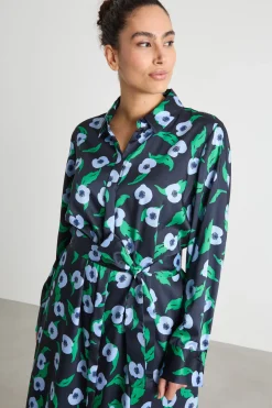 Abito chemisier in twill - Verde Nero Azzurro