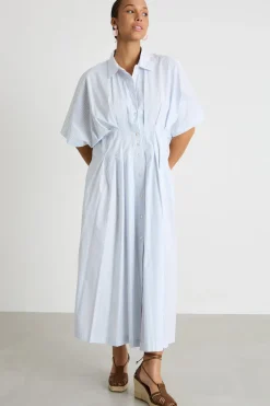 Abito chemisier svasato - Azzurro Bianco