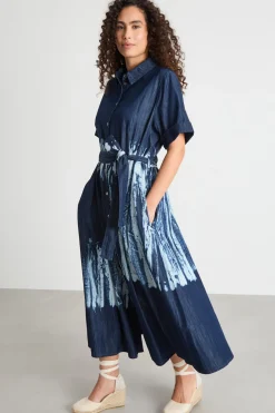 Abito chemisier tie-dye - Blu