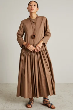 Abito con balze arricciate - Marrone Chiaro