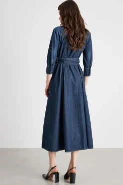 Abito con cintura - Blu