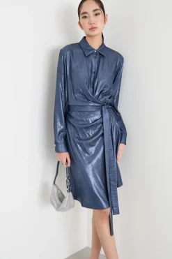 Abito con cintura - Blu