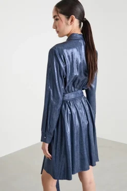 Abito con cintura - Blu