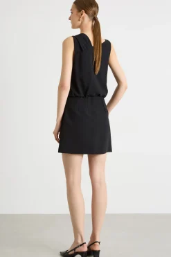 Abito con fascia arricciata - Nero