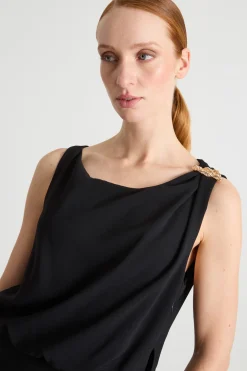 Abito con fascia arricciata - Nero