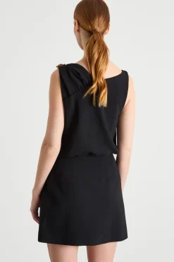Abito con fascia arricciata - Nero