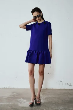 Abito con gonna a balze - Bluette