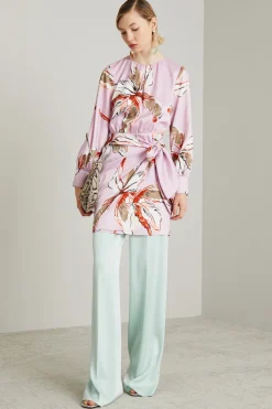 Abito con gonna a portafoglio - Rosa