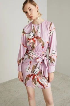 Abito con gonna a portafoglio - Rosa