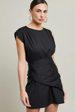 Abito con gonna drappeggiata - Nero