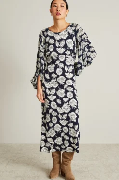 Abito con maniche in seta - Blu Bianco