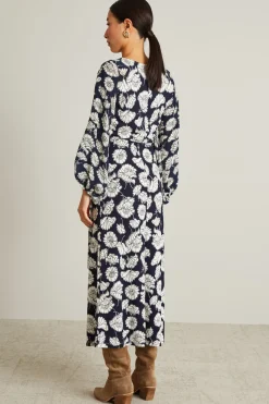 Abito con maniche in seta - Blu Bianco