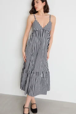 Abito con motivi arricciati - Nero Bianco