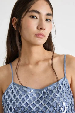 Abito con paillettes - Azzurro