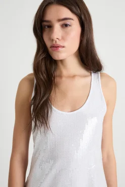 Abito con paillettes ricamate - Bianco