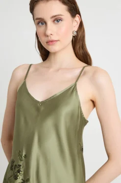 Abito con ricamo di paillettes - Verde