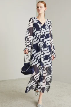 Abito con ruche - Bianco Blu