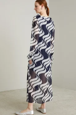 Abito con ruche - Bianco Blu