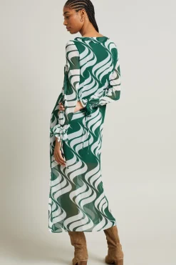 Abito con ruche - Verde Bianco