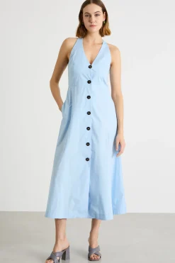 Abito con scollo all'americana - Azzurro