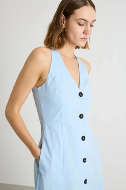 Abito con scollo all'americana - Azzurro