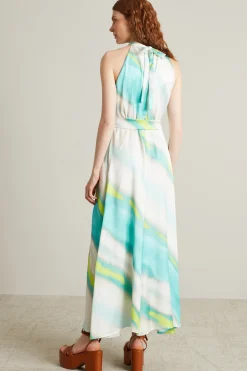 Abito con scollo all'americana - Bianco Azzurro Giallo