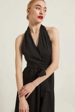 Abito con scollo all'americana - Nero