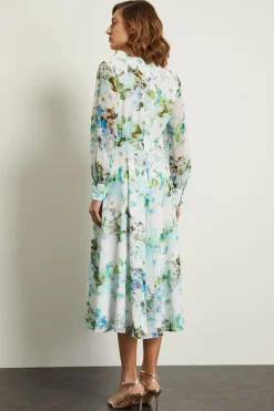 Abito con scollo a V - Acquamarina Azzurro Bianco