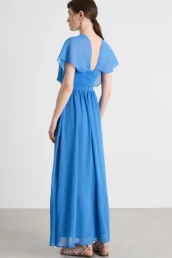 Abito con scollo a V incrociato - Azzurro