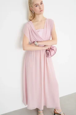 Abito con scollo a V incrociato - Rosa