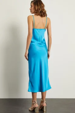Abito con scollo drappeggiato - Turchese