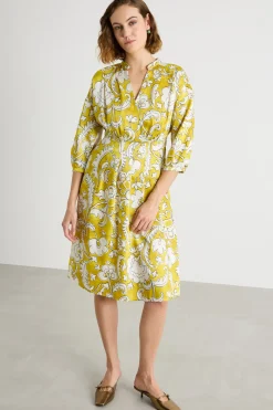 Abito con scollo incrociato - Giallo Bianco