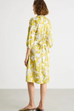 Abito con scollo incrociato - Giallo Bianco