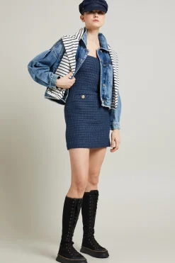 Abito con scollo quadrato - Blu