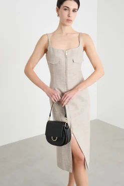 Abito con spacco centrale - Beige