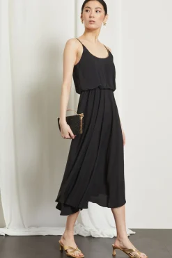 Abito con strass sullo scollo - Nero